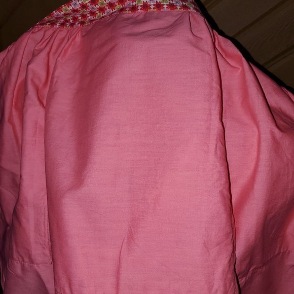 Vintage 60's Geometric Cotton Hostess Half Apron w/ White RicRack & Long Pockets - Picture 3 of 3